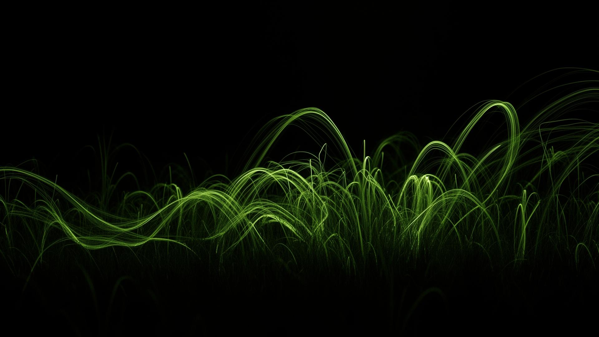 Abstract green light trails representing Grass Media creative web design