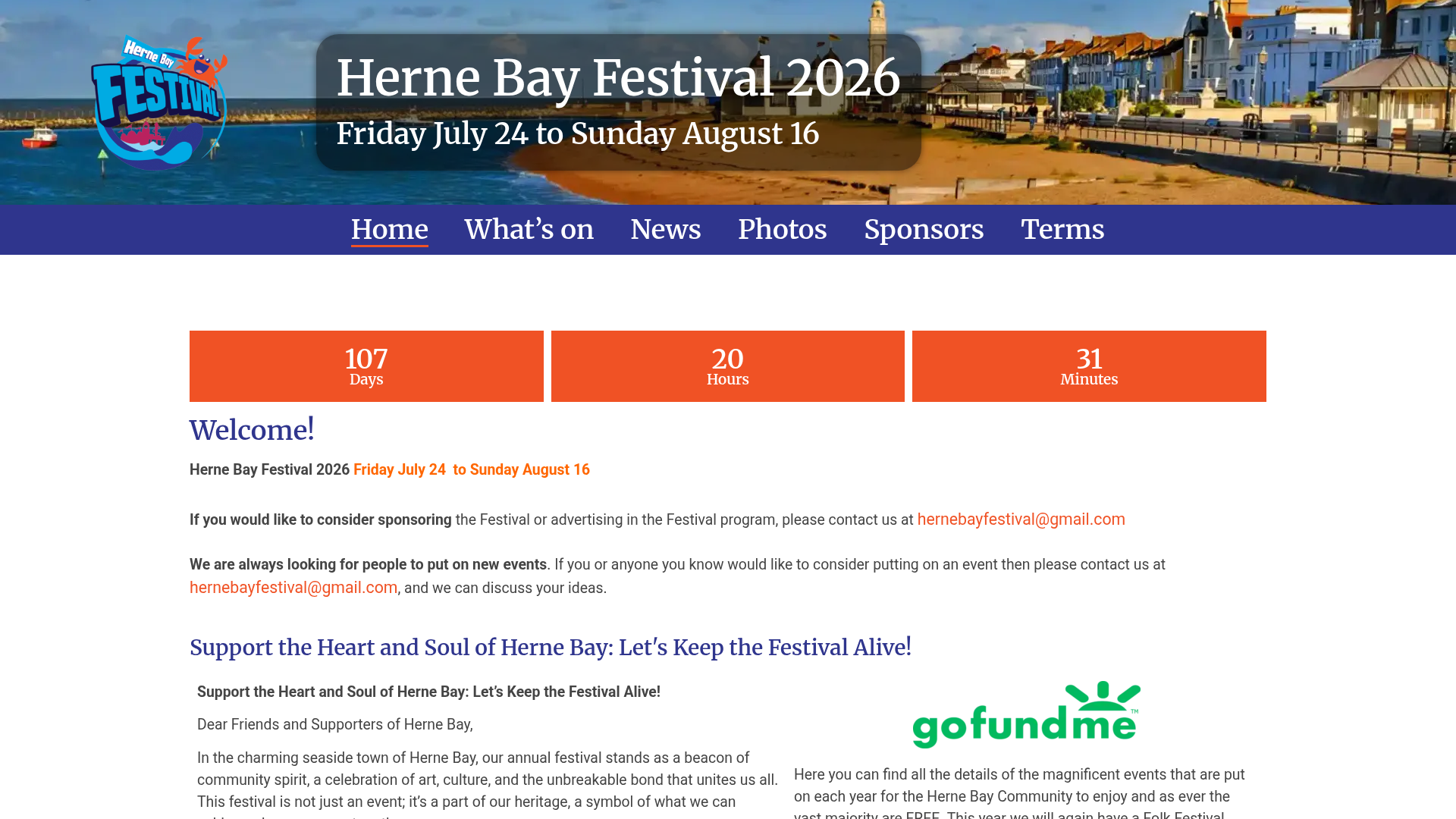 Herne Bay Festival website screenshot